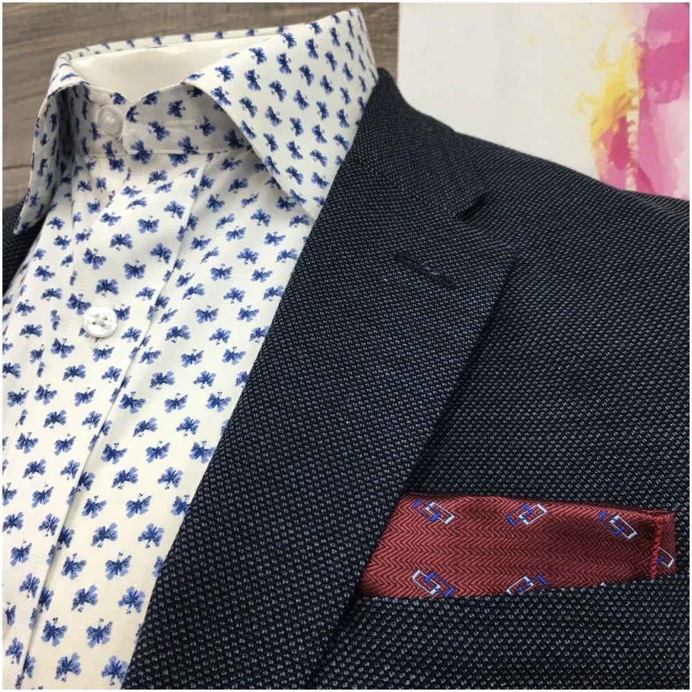 TOMMY HILFIGER Mens Blazer Sport Coat Casual‎ Jacket Size 40L Hopsack Wool Suit